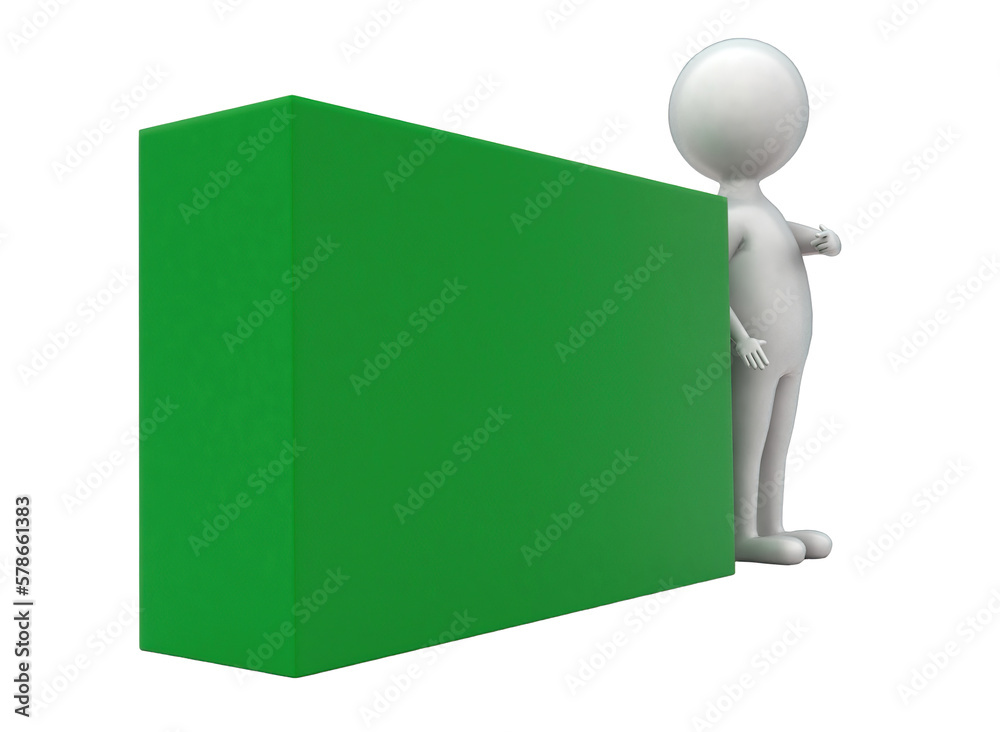 3d man presenting green box concept 3d man presenting green box concept