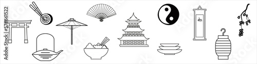 Japanese culture vector set. Japan illustration sign collection. Japan themed symbol or logo.