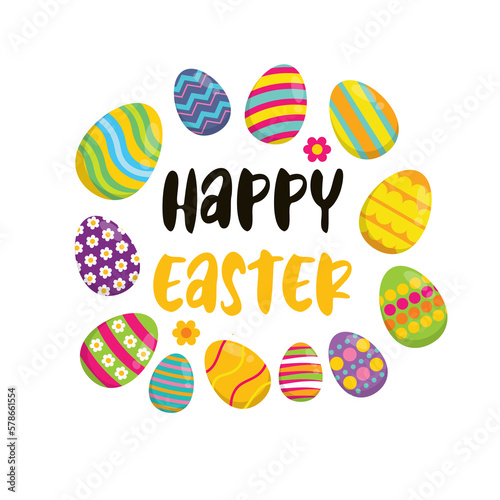 Happy Easter. Set Easter eg...