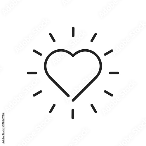 Charity vector illustration. Donation vector line icon. Heart icon, shinning heart icon, enlightened heart icon, bright heart icon.