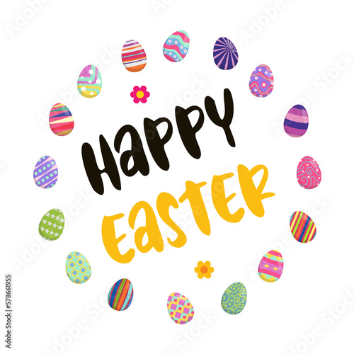 Happy Easter. Set Easter eg...