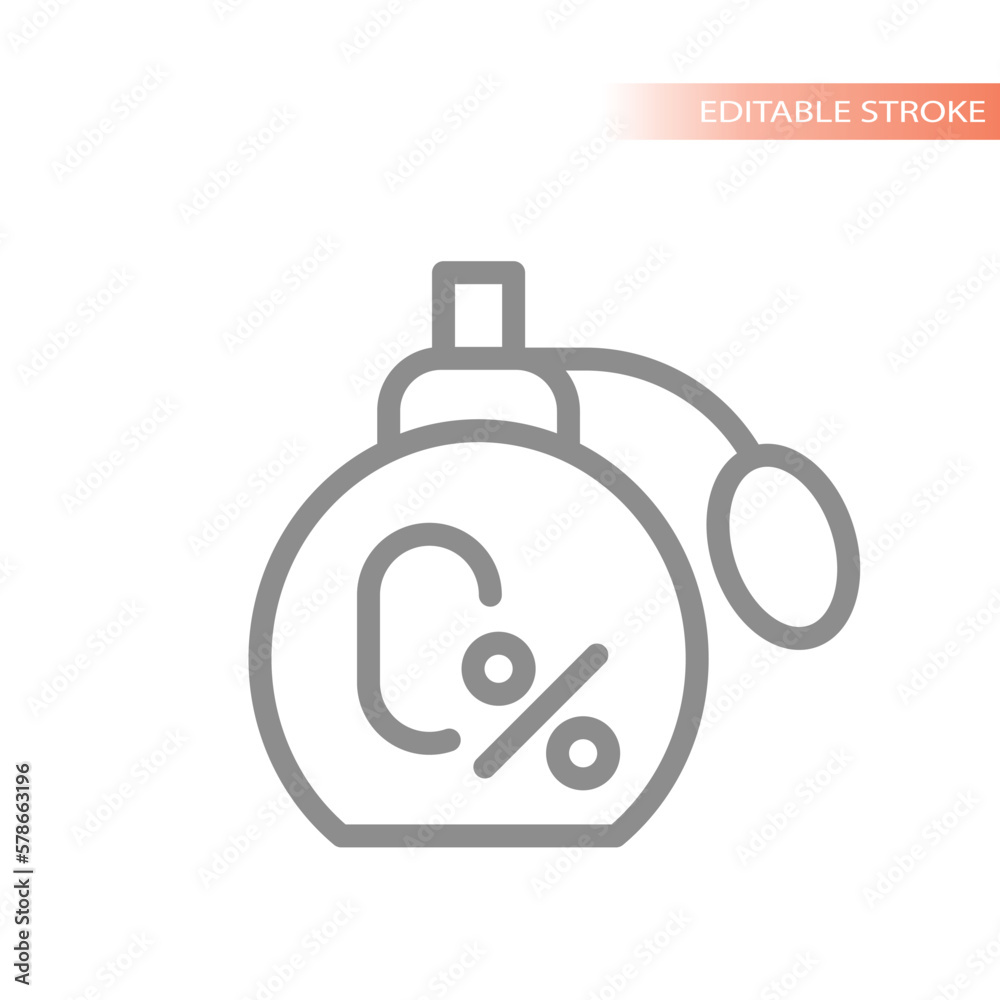 0 % alcohol free in perfume line vector icon. Zero percent outline symbol. 0 % alcohol free in perfume line vector icon. Zero percent outline symbol.