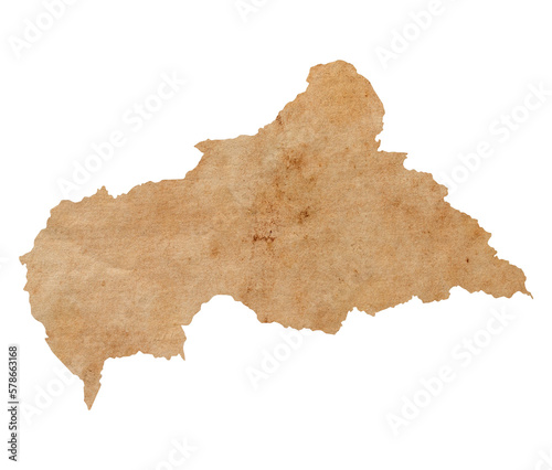 map of Central African Republic on old brown grunge paper photo