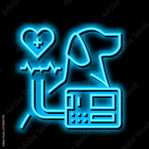 ekg heart of domestic animal neon glow icon illustration