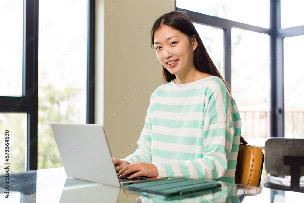 asian pretty telemarketer woman and teleconmmuting concept asian pretty telemarketer woman and teleconmmuting concept
