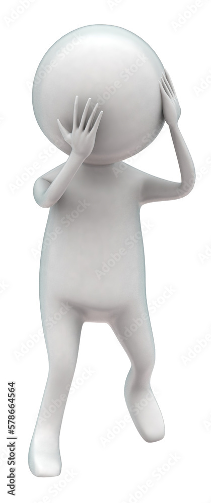 3d man having headache concept