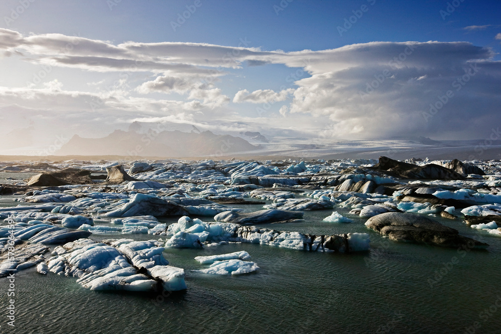 View of a glacier lake, iceland