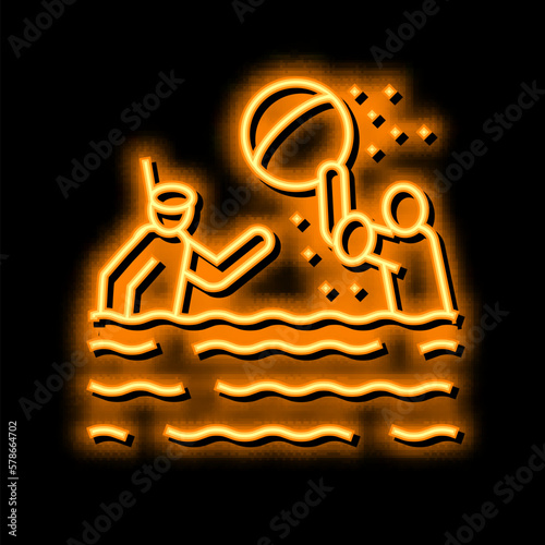 swimming child neon glow icon illustration