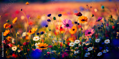 Colorful flower meadow in spring, ai generative © ZoomTeam
