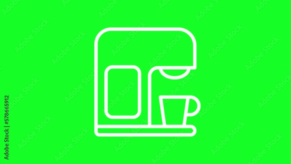 Animated device white line icon. Smart coffee maker. Control remote. Loop HD video with chroma key, alpha channel on transparent background, black solid background. Outline motion graphic animation Animated device white line icon. Smart coffee maker. Control remote. Loop HD video with chroma key, alpha channel on transparent background, black solid background. Outline motion graphic animation