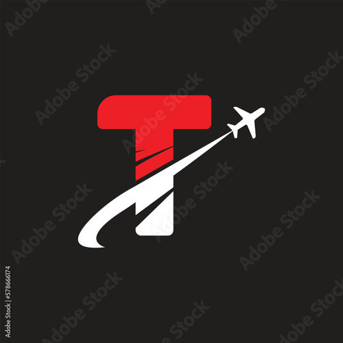 Letter T tour and travel logo design vector