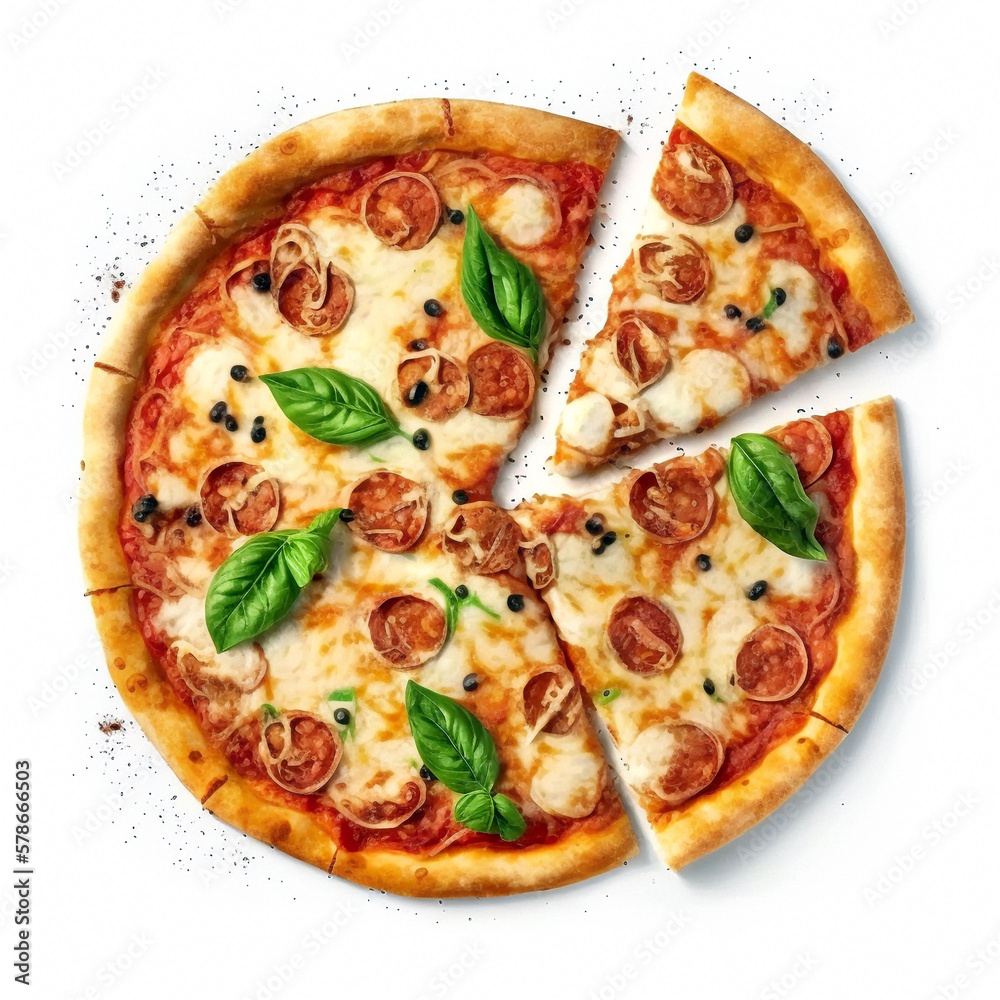 delicious pizza, italian cuisine, isolated on a white background,, generative ai delicious pizza, italian cuisine, isolated on a white background,, generative ai