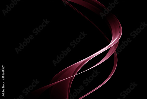 Abstract vector red wave design element on dark background. Science or technology. Design element
