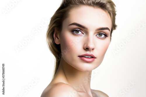 woman in a photo studio on a white background, ai generative