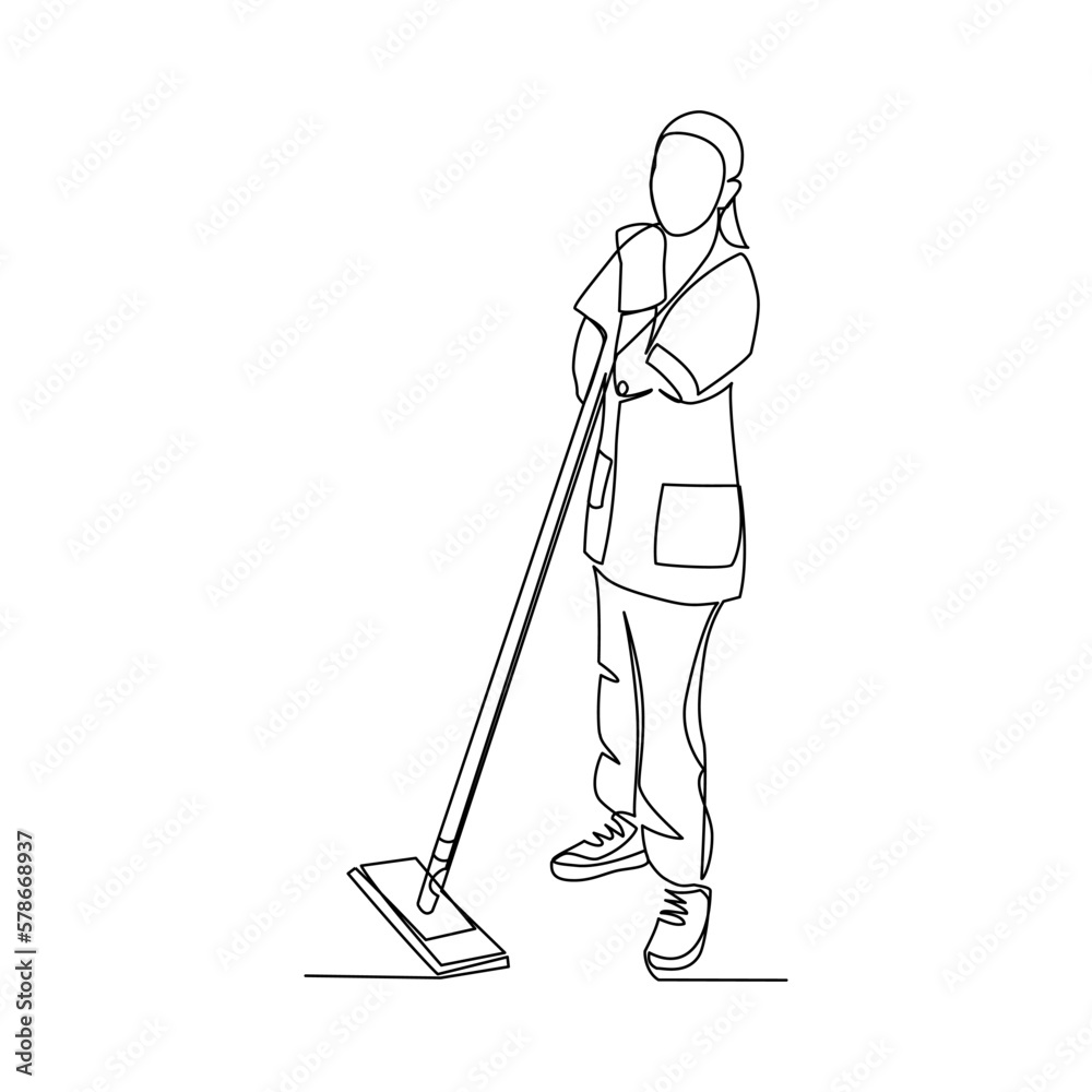 Cleaner vector illustration drawn in kine art style Cleaner vector illustration drawn in kine art style