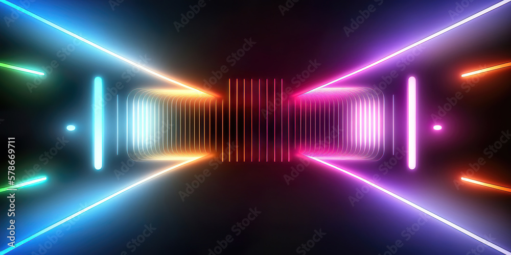 abstract background with glowing neon lines, generative ai abstract background with glowing neon lines, generative ai