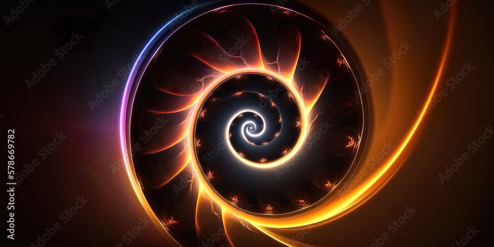 abstract glowing spiral background, generative ai
