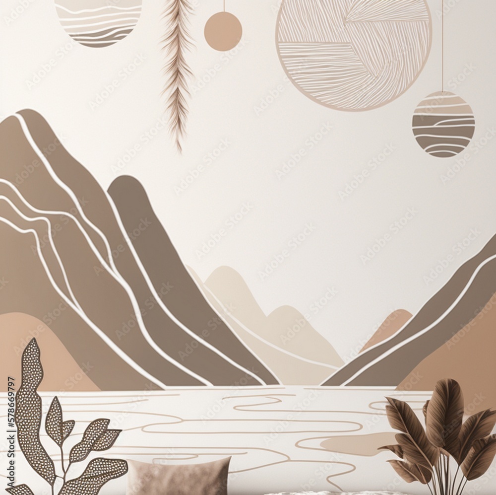 Neutral flat and Minimalist Boho Aesthetic abstract background ...