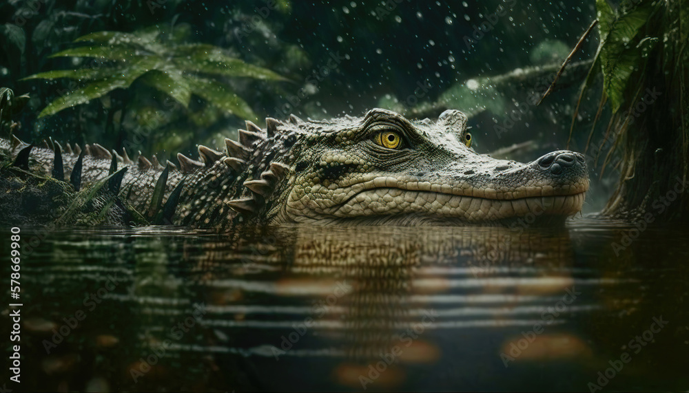 alligator in the everglades swamp water, generative ai alligator in the everglades swamp water, generative ai