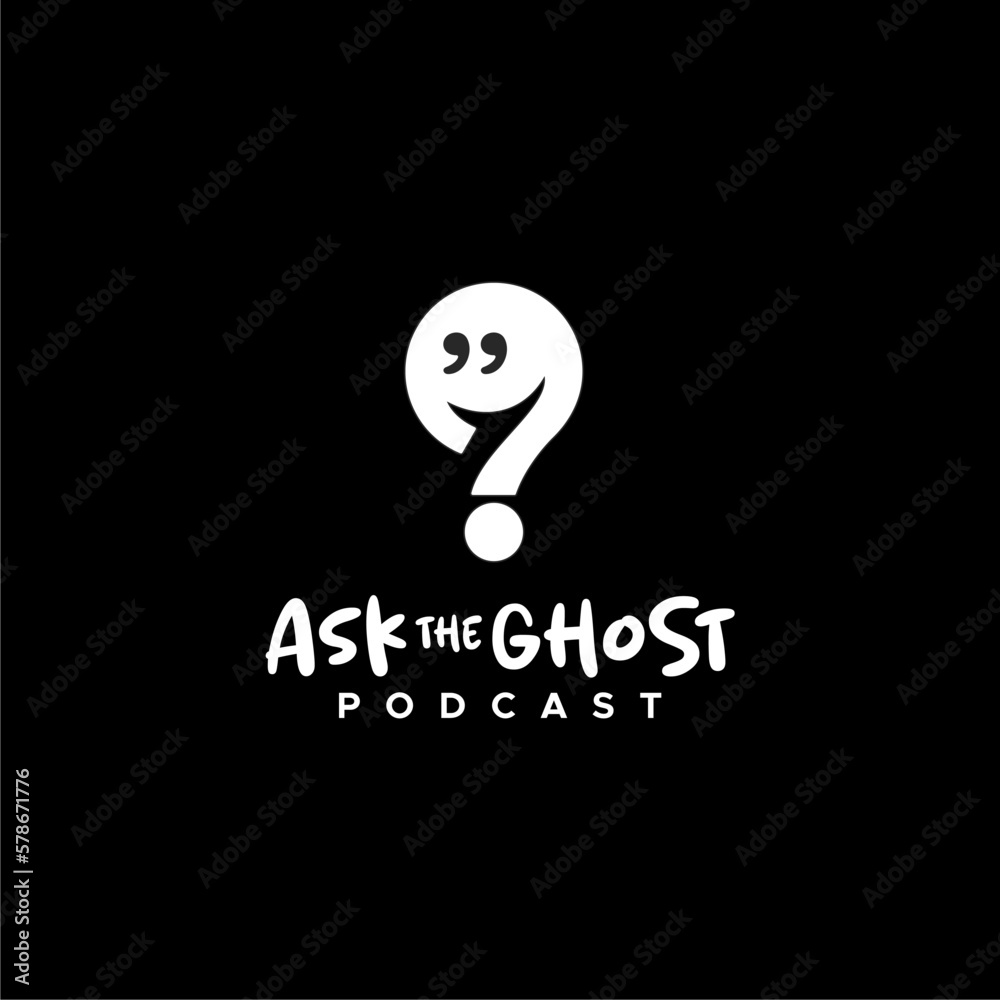 Smile ghost questions mark logo for movie or business Smile ghost questions mark logo for movie or business