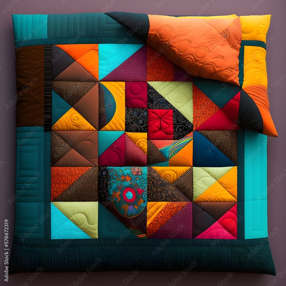 Fototapeta premium An abstract illustration inspired by patchwork quilted home textile - Artwork 36