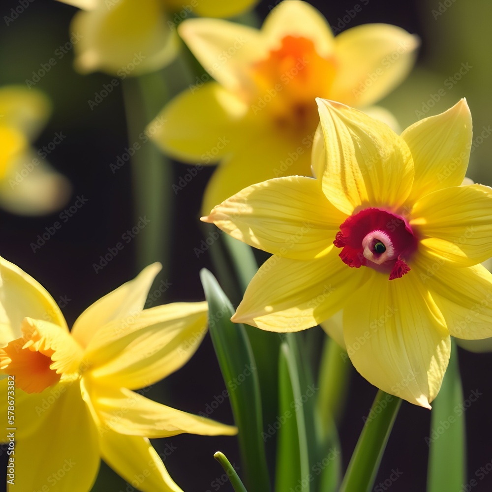 Photorealistic close up image of daffodils Photorealistic close up image of daffodils