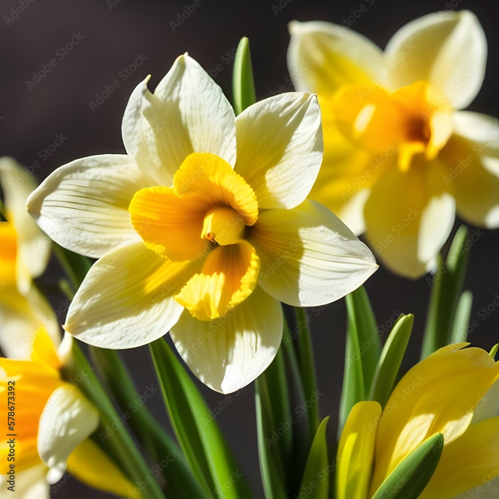 Photorealistic close up image of daffodils Photorealistic close up image of daffodils