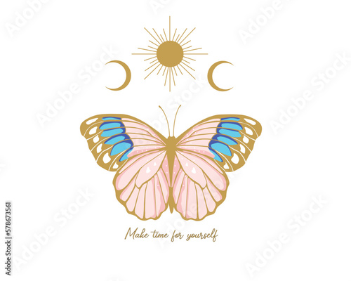 butterfly and flower sun moon