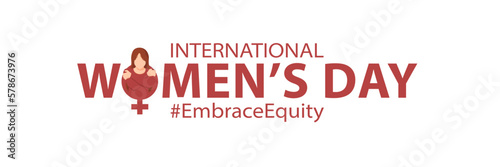 International Women's Day 2023, campaign theme: #EmbraceEquity. Women's Day vector illustration. Give equity a huge embrace.