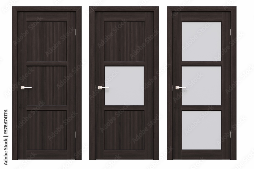 Naklejka premium interior doors isolated on white background, interior furniture, 3D illustration, cg render