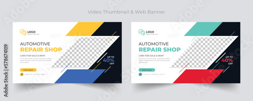 Automotive youtube thumbnail, social media and web banner template, Luxury car rent youtube thumbnail template web banner and Facebook cover photo design templates