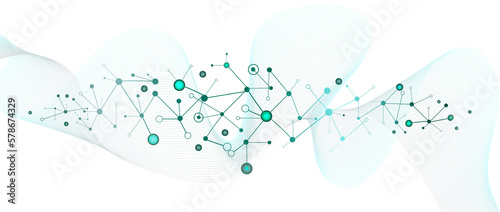 Abstract background of molecular structures. Molecules or DNA chain, genetic engineering, neural networks, innovative technologies, scientific research. Concept of technology, science and medicine.