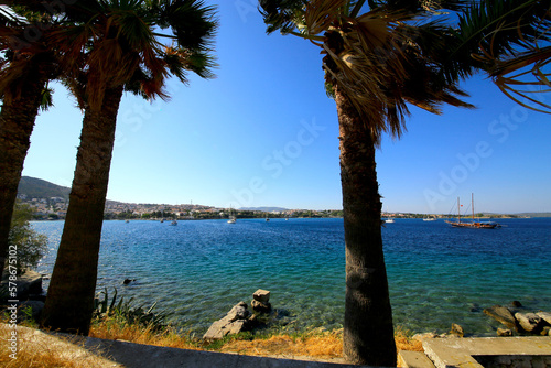 Panoramic view of Datca cityscape, Mugla, Turkey.