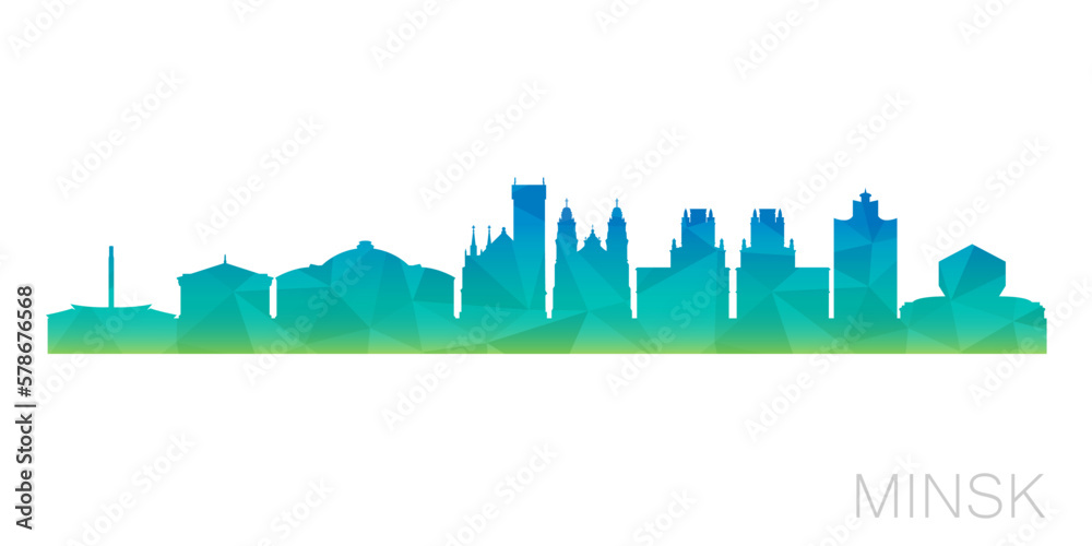 Minsk, Belarus Low Poly Skyline Clip Art City Design. Geometric Polygon Graphic Horizon Icon. Vector Illustration Symbol.