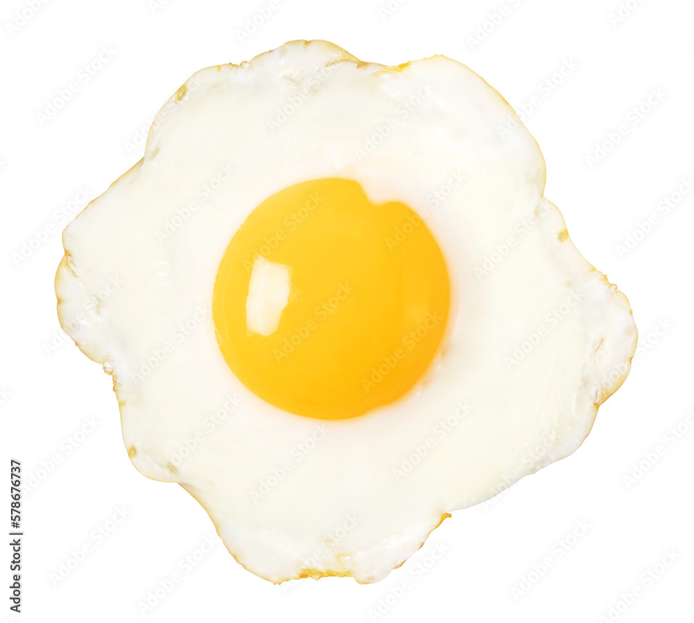 Fried egg on transparent background. png file Stock Photo