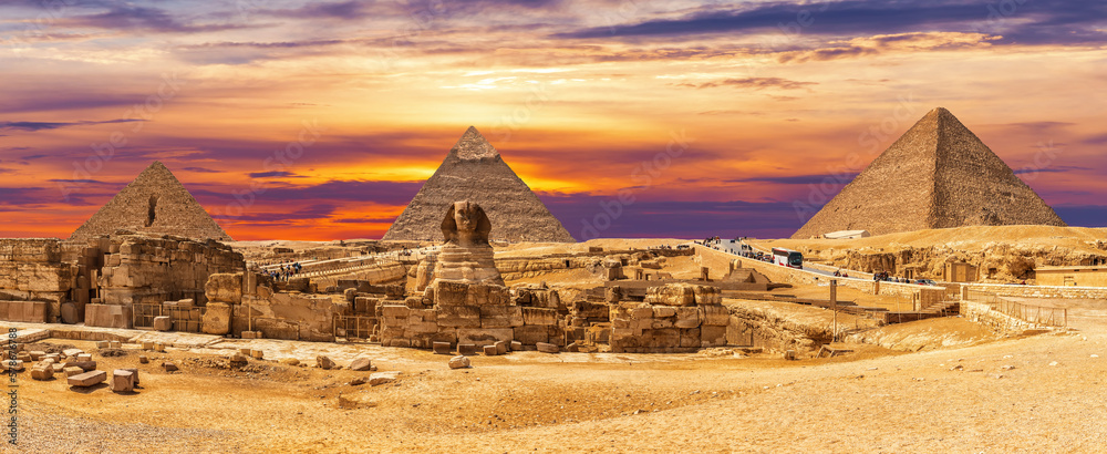 View on the Great Sphinx by the Egypt Pyramid Complex, Giza