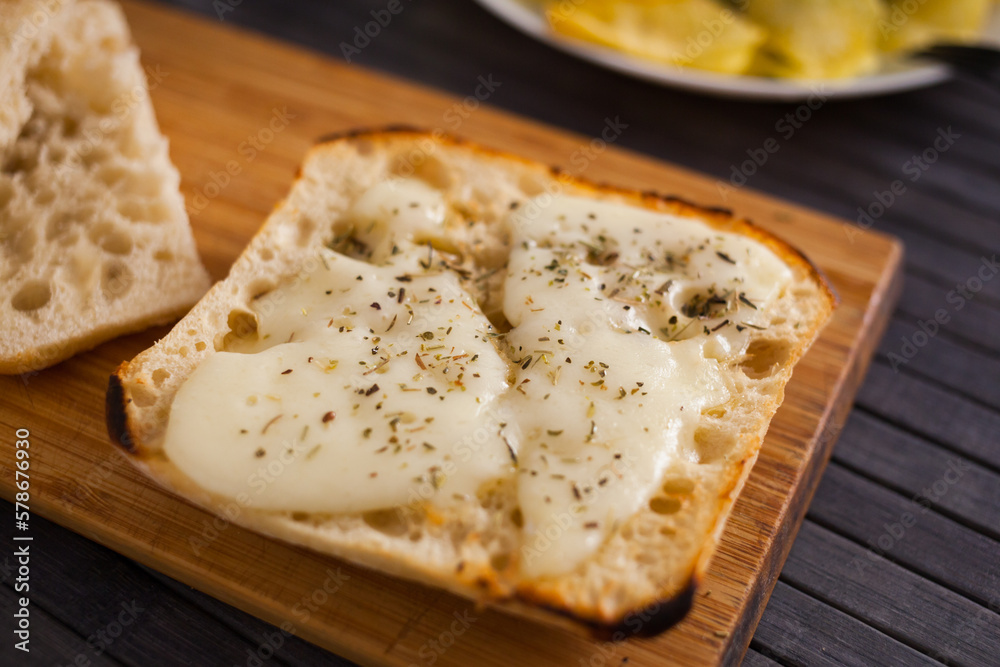 morning toast with melted cheese and provencal herbs morning toast with melted cheese and provencal herbs