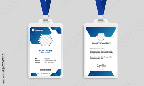 Corporate ID Card Design Template, Flat design name tag badge template. Employee ID Card Design. Professional Identity Card Template Vector for Employee and Others