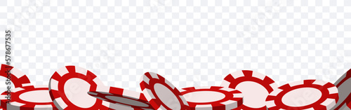 Chip border. Frame of red chips. Vector clipart.