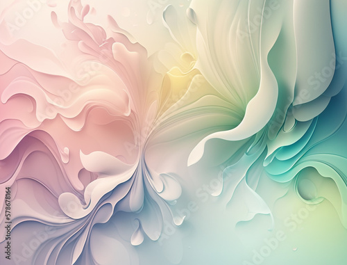 Abstract fluid shape background. Milky pastel tone colors. Minimal, calm background.