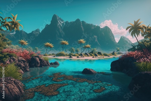 Paradise island created with Generative AI 