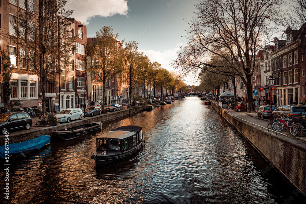 Amsterdam city canal in autumn