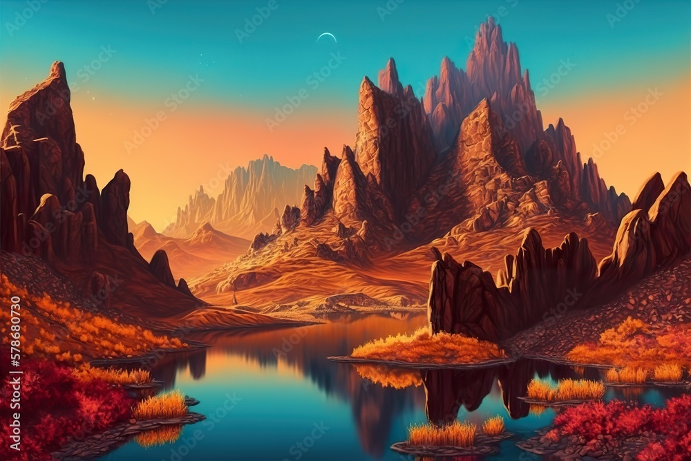 Breathtaking landscape view created with Generative AI 