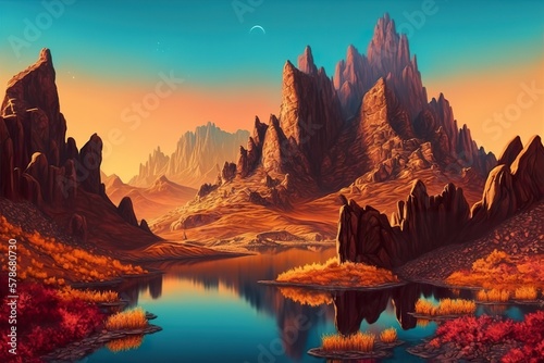Breathtaking landscape view created with Generative AI 