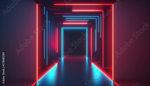 3d render  abstract minimal background  vertical pink blue neon lines  glowing in ultraviolet spectrum. Cyber space. Laser show. Futuristic wallpaper