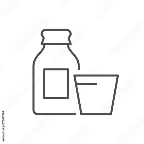 Bottle with measure cap line icon