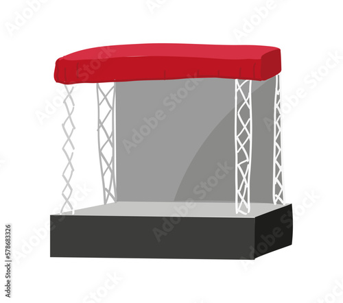 Outdoor concert stage, truss system with red floor and black floor