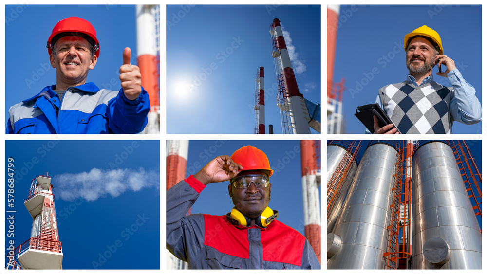 District Heating Plant Management. Portrait of Businessperson with Two
