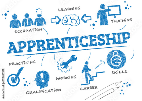 apprenticeship and training - vector illustration scribble concept
