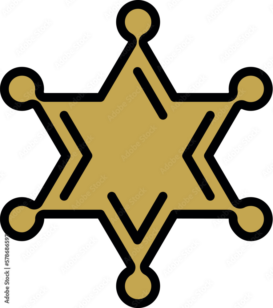 Police star badge icon outline vector. Security equipment. Guard station Police star badge icon outline vector. Security equipment. Guard station